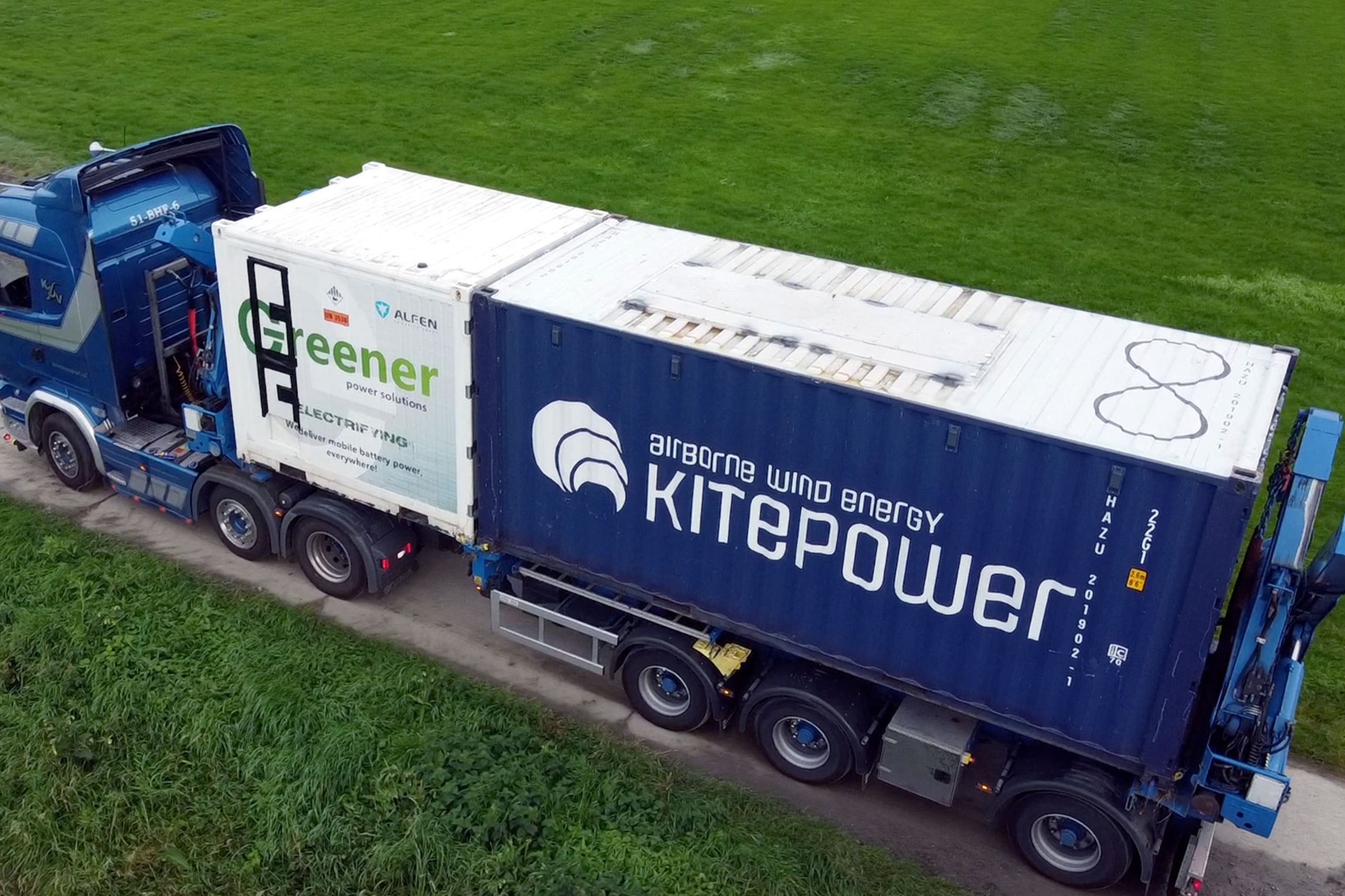 kitepower_20ft_container_and_greener_battery_on_a_truck